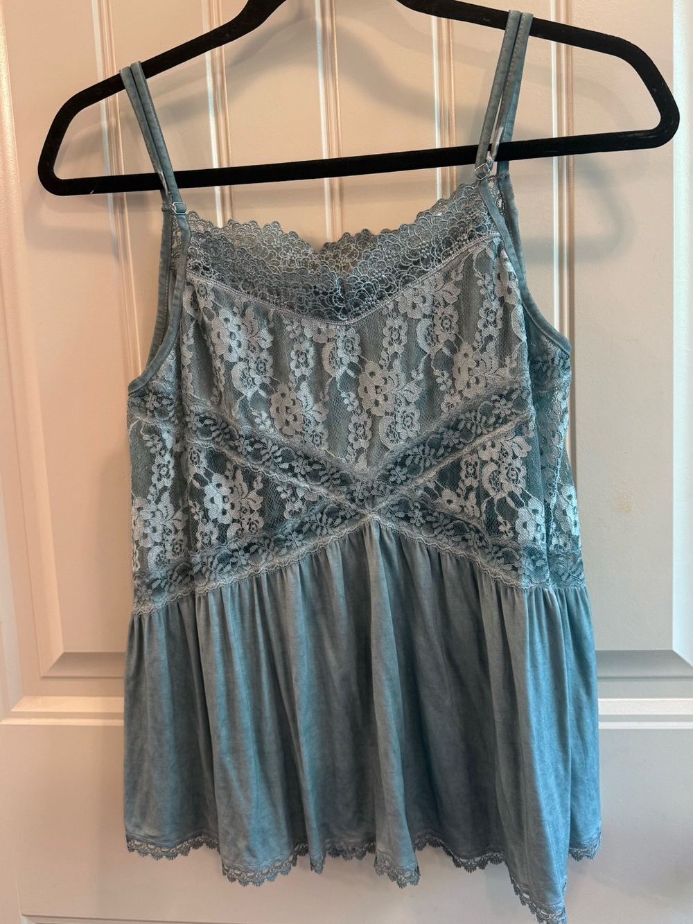 Newwithout tags -women’s Lace-Trim Camisole Tank Top - Light Blue/greenish color